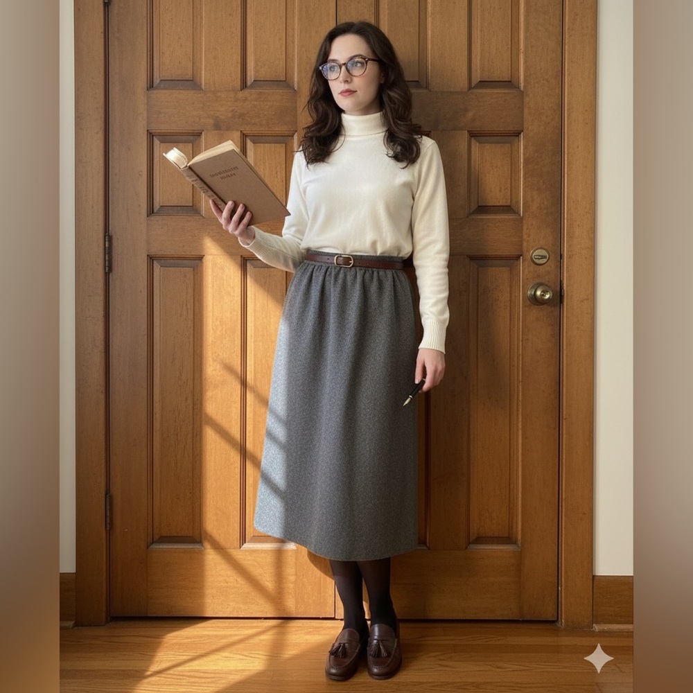 Vintage 80’s Glen Echo Gray Wool Skirt (Vintage Size 12 fits small)